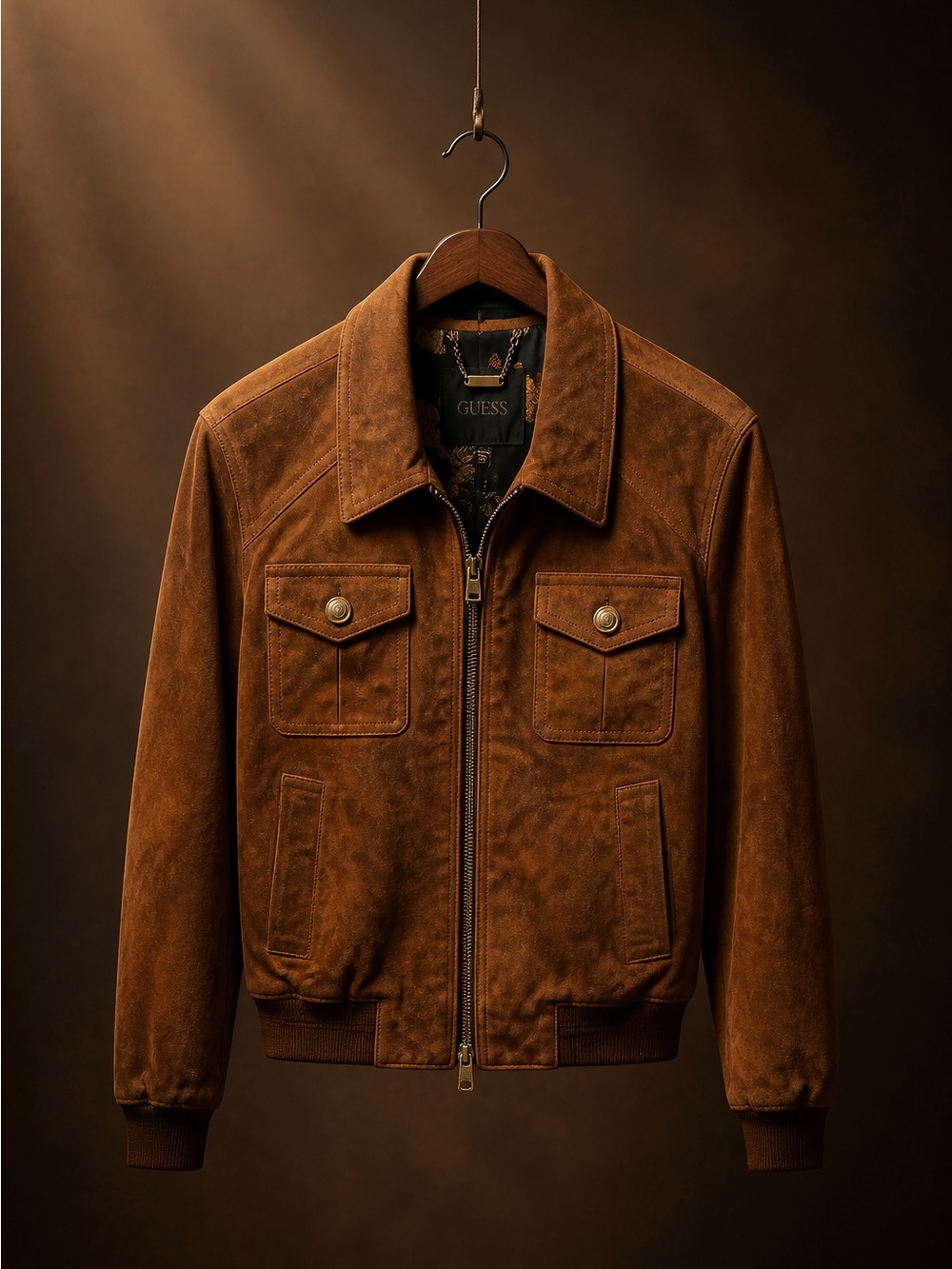 GUESS Woman’s  Brown Suede Bomber Jacket